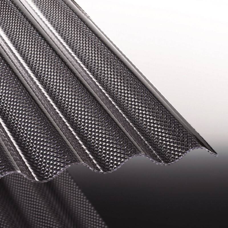 Polycarbonat Lichtplatte | Tejemacro | Wellplatte | 76/18 | 2,8 mm | Breite 1045 mm | wabenstruktur | lichtgrau von T&J