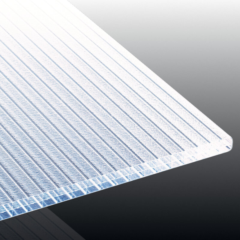 Polycarbonat Stegplatte | Polyclear Plus | 16 mm | Breite 980 mm | Eiskristall Struktur | glasklar von T&J