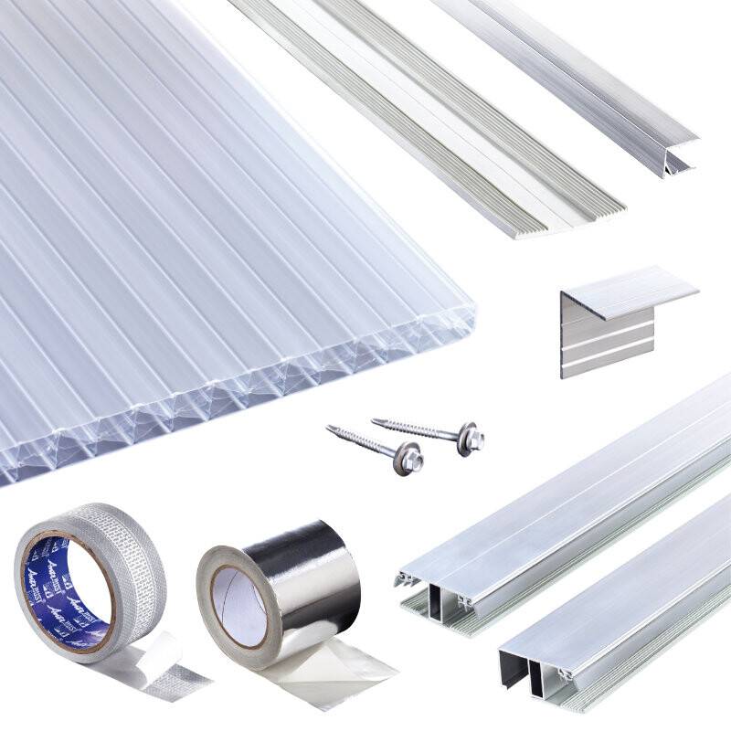 Polycarbonat Stegplatten | Terrassendach-Set | Klassik Top X Stegplatte | Kombinationsverlegeprofil | 16 mm | opal-weiß von T&J