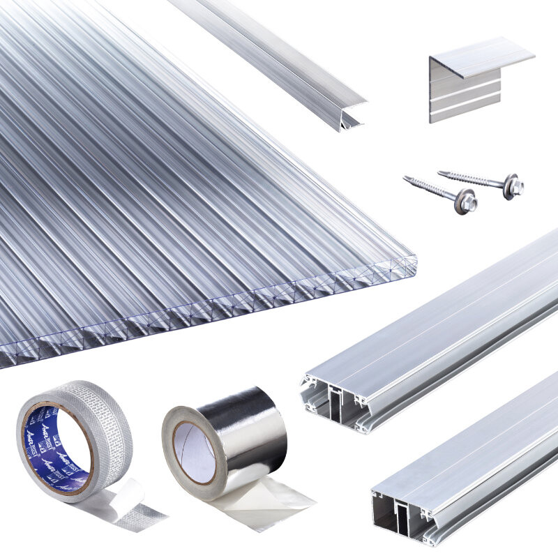 Polycarbonat Stegplatten | Terrassendach-Set | Klassik Top X Stegplatte | Komplettverlegeprofil | 16 mm | glasklar Polycarbonat Stegplatten | Terrassendach-Set | Klassik Top X Stegplatte | Komplettverlegeprofil | 16 mm | glasklar von T&J