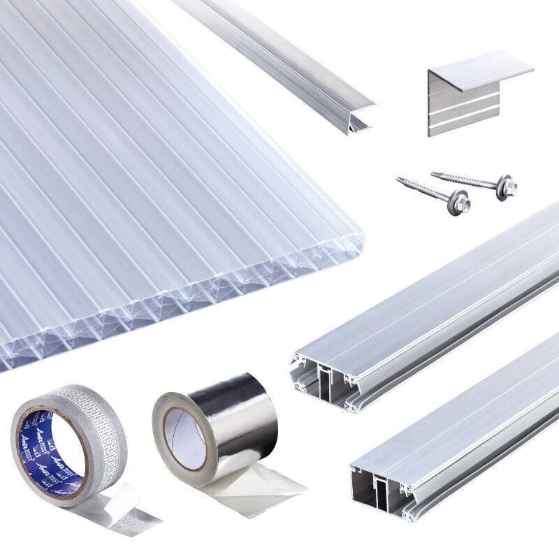 Polycarbonat Stegplatten | Terrassendach-Set | Klassik Top X Stegplatte | Komplettverlegeprofil | 16 mm | opal-weiß von T&J