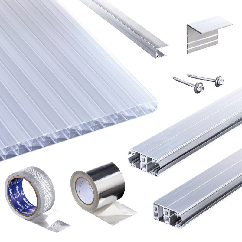 Polycarbonat Stegplatten | Terrassendach-Set | Klassik Top X Stegplatte | Thermoverlegeprofil | 16 mm | opal-weiß von T&J