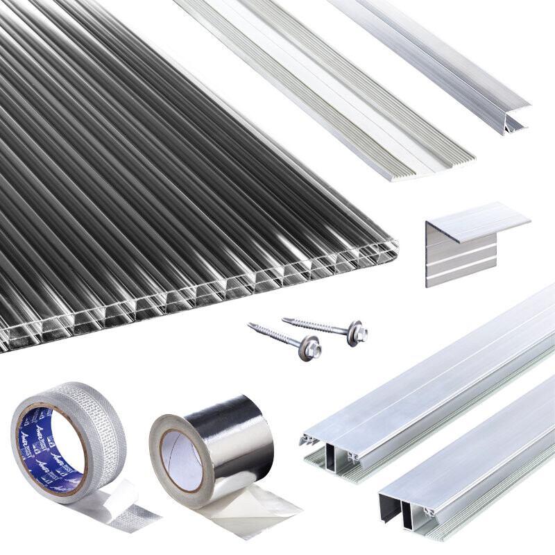 Polycarbonat Stegplatten | Terrassendach-Set | Polyclear Stegplatte | Kombinationsverlegeprofil | 16 mm | anthrazit Polycarbonat Stegplatten | Terrassendach-Set | Polyclear Stegplatte | Kombinationsverlegeprofil | 16 mm | anthrazit von T&J