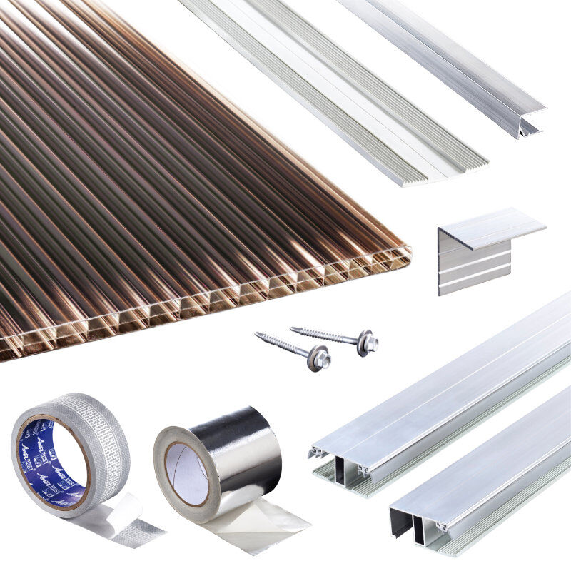 Polycarbonat Stegplatten | Terrassendach-Set | Polyclear Stegplatte | Kombinationsverlegeprofil | 16 mm | bronze Polycarbonat Stegplatten | Terrassendach-Set | Polyclear Stegplatte | Kombinationsverlegeprofil | 16 mm | bronze von T&J