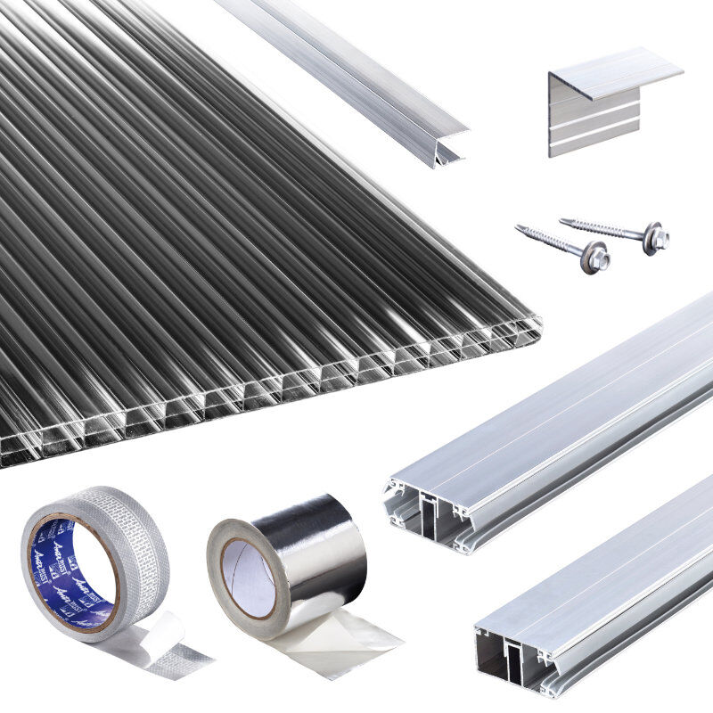 Polycarbonat Stegplatten | Terrassendach-Set | Polyclear Stegplatte | Komplettverlegeprofil | 16 mm | anthrazit Polycarbonat Stegplatten | Terrassendach-Set | Polyclear Stegplatte | Komplettverlegeprofil | 16 mm | anthrazit von T&J