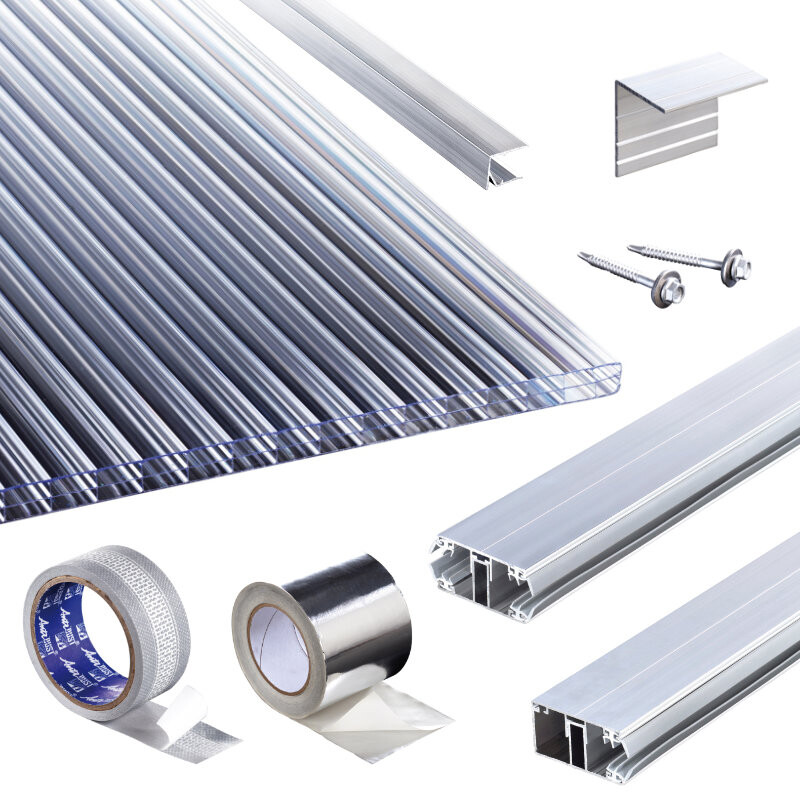 Polycarbonat Stegplatten | Terrassendach-Set | Polyclear Stegplatte | Komplettverlegeprofil | 16 mm | glasklar Polycarbonat Stegplatten | Terrassendach-Set | Polyclear Stegplatte | Komplettverlegeprofil | 16 mm | glasklar von T&J