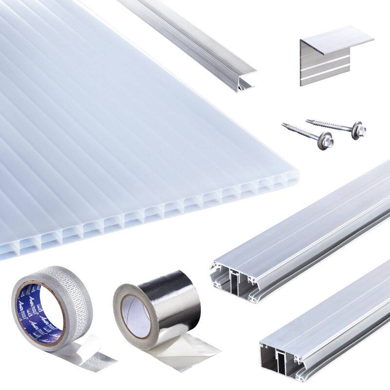 Polycarbonat Stegplatten | Terrassendach-Set | Polyclear Stegplatte | Komplettverlegeprofil | 16 mm | opal-weiß Polycarbonat Stegplatten | Terrassendach-Set | Polyclear Stegplatte | Komplettverlegeprofil | 16 mm | opal-weiß von T&J