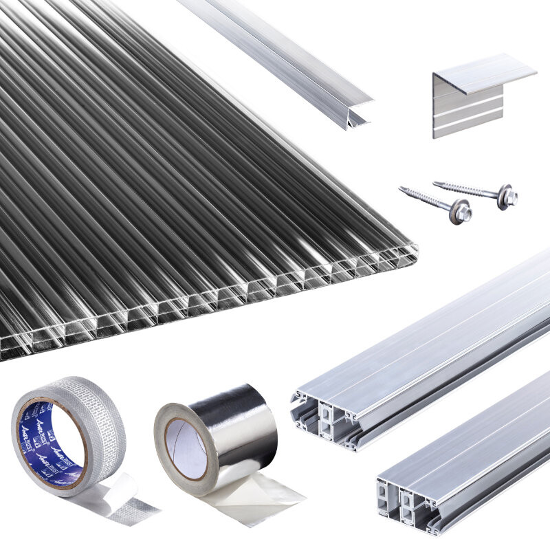Polycarbonat Stegplatten | Terrassendach-Set | Polyclear Stegplatte | Thermoverlegeprofil | 16 mm | anthrazit Polycarbonat Stegplatten | Terrassendach-Set | Polyclear Stegplatte | Thermoverlegeprofil | 16 mm | anthrazit von T&J