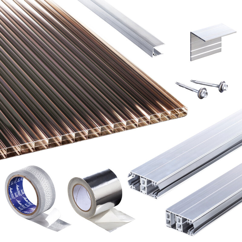 Polycarbonat Stegplatten | Terrassendach-Set | Polyclear Stegplatte | Thermoverlegeprofil | 16 mm | bronze Polycarbonat Stegplatten | Terrassendach-Set | Polyclear Stegplatte | Thermoverlegeprofil | 16 mm | bronze von T&J