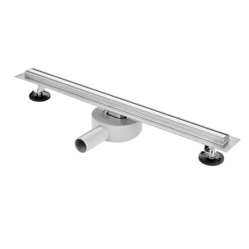 T&K Duschrinne 70cm Komplettset,Bodenablauf Edelstahl Extra Flach,360°Siphon mit Geruchsstop, Haarsieb von T&K