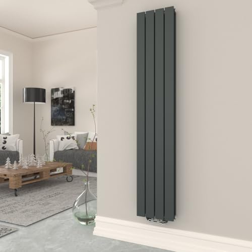 T&K Heizkörper Flach 1600x308mm Anthrazit Doppellagig Design Heizkörper, Vertikal Moderne Paneelheizkörper Badheizkörper Für Mittelanschluss Heizung von T&K