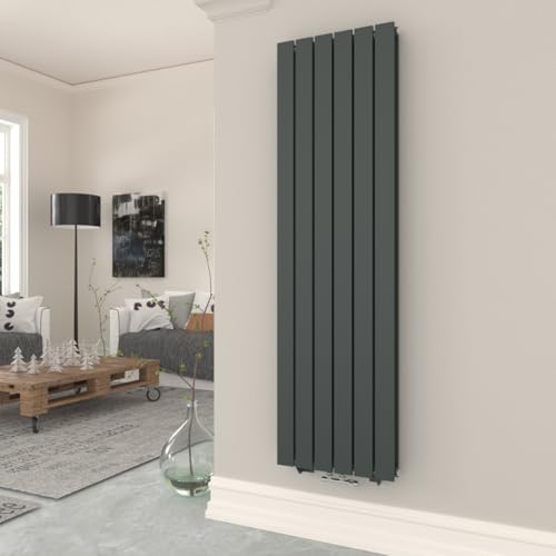 T&K Heizkörper Flach 1600x462mm Anthrazit Doppellagig Design Heizkörper, Vertikal Moderne Paneelheizkörper Badheizkörper Für Mittelanschluss Heizung von T&K