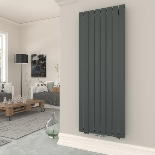 T&K Heizkörper Flach 1600x616mm Anthrazit Einlagig Design Heizkörper, Vertikal Moderne Paneelheizkörper Badheizkörper Für Mittelanschluss Heizung von T&K