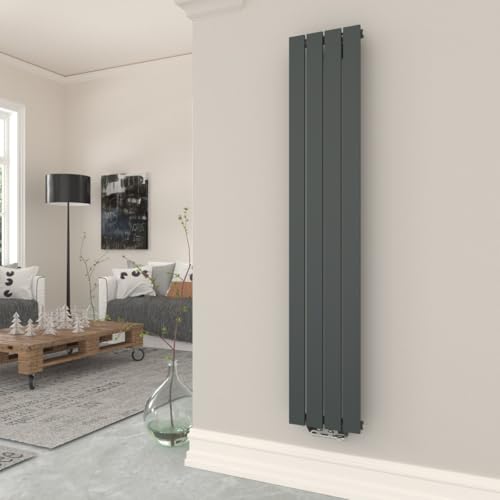 T&K Heizkörper Flach 1800x308mm Anthrazit Einlagig Design Heizkörper, Vertikal Moderne Paneelheizkörper Badheizkörper Für Mittelanschluss Heizung von T&K