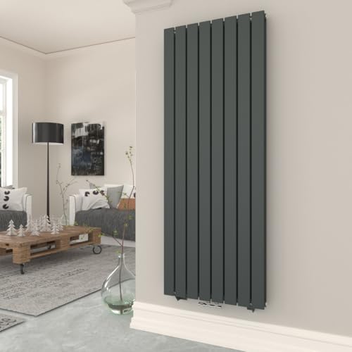 T&K Heizkörper Flach 1800x616mm Anthrazit Doppellagig Design Heizkörper, Vertikal Moderne Paneelheizkörper Badheizkörper Für Mittelanschluss Heizung von T&K
