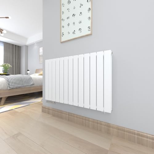T&K Heizkörper Flach 630x1001mm Weiß Doppellagig Design Heizkörper, Horizontal Moderne Paneelheizkörper Badheizkörper Für Seitenanschluss Heizung von T&K
