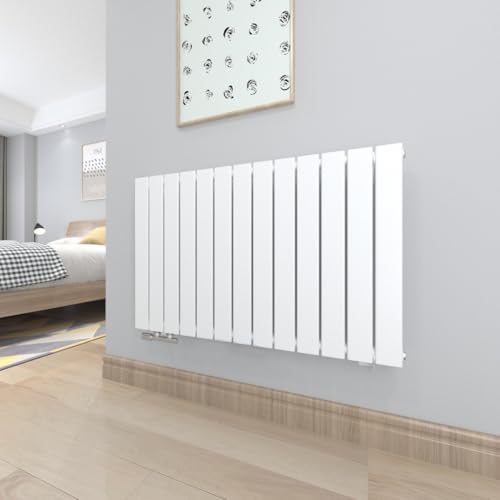 T&K Heizkörper Flach 630x1001mm Weiß Einlagig Design Heizkörper, Horizontal Moderne Paneelheizkörper Badheizkörper Für Seitenanschluss Heizung von T&K