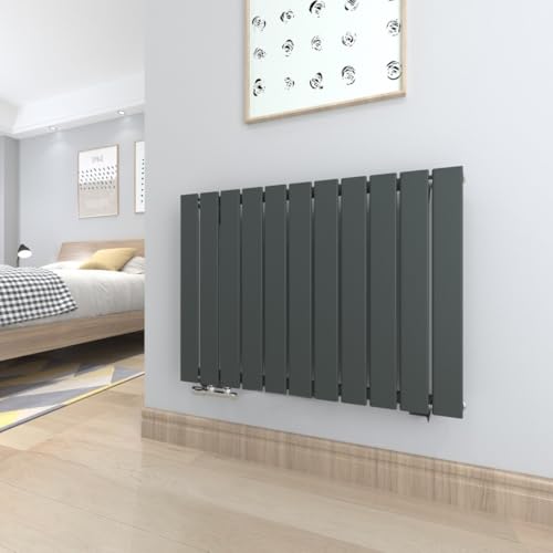 T&K Heizkörper Flach 630x847mm Anthrazit Einlagig Design Heizkörper, Horizontal Moderne Paneelheizkörper Badheizkörper Für Seitenanschluss Heizung von T&K