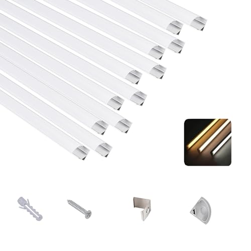T&K LED Aluminium Profil 12 x 1M V-Form Silber mit Abdeckung Opal, Endkappen und Montageklammer, Eckprofil Eloxiert Für LED-Streifen und LED-Stripes T&K LED Aluminium Profil 12 x 1M V-Form Silber mit Abdeckung Opal, Endkappen und Montageklammer, Eckprofil Eloxiert Für LED-Streifen und LED-Stripes von T&K