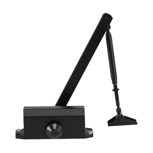 T&K Türschließer Automatischer Einstellbarer Hydraulischer, Schwarz Aluminiumlegierung Geeignet für 40-60KG,90° Feststellung, zweistufige Steuerung, Puffer-Türschließer von T&K