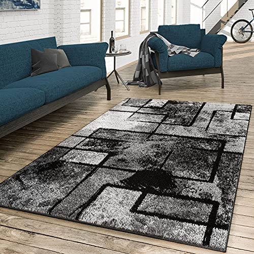 T&T Design Wohnzimmer Teppich Kurzflor Flur Schlafzimmer Jugendzimmer Meliert Esszimmer Modern Geometrische Muster, Farbe: Grau 2, Größe:200x290 cm von T&T Design