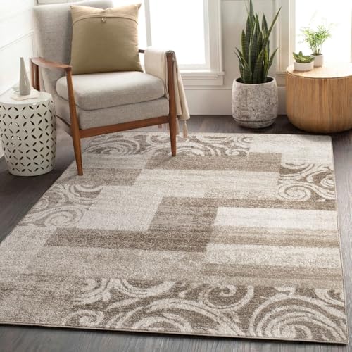 Teppich Günstig Patchwork Design Modern Wohnzimmerteppich Beige Creme, Größe:240x340 cm von T&T Design