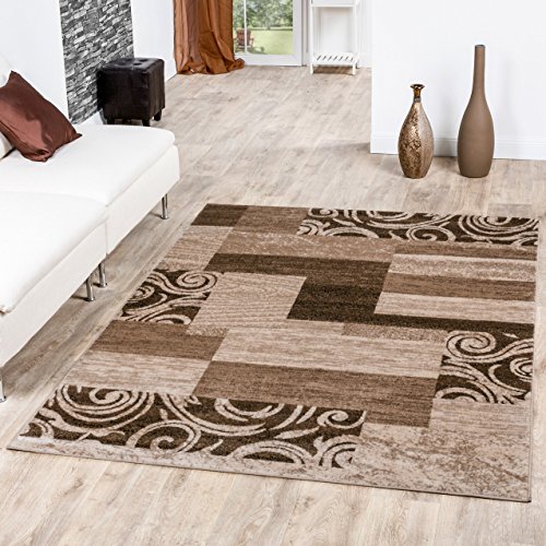 Teppich Günstig Patchwork Design Modern Wohnzimmerteppich Beige Creme, Größe:80x150 cm von T&T Design