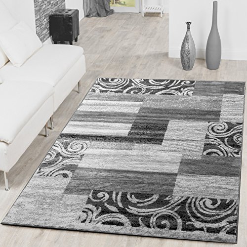 Teppich Günstig Patchwork Design Modern Wohnzimmerteppich Grau Creme, Größe:80x150 cm von T&T Design
