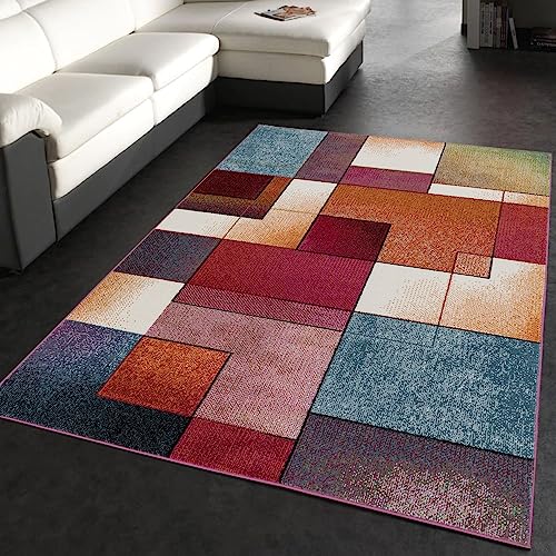 Teppich Karo Multicolour Bunt Kurzflor Designer Model Top Preis!!!, Größe:160x220 cm von T&T Design