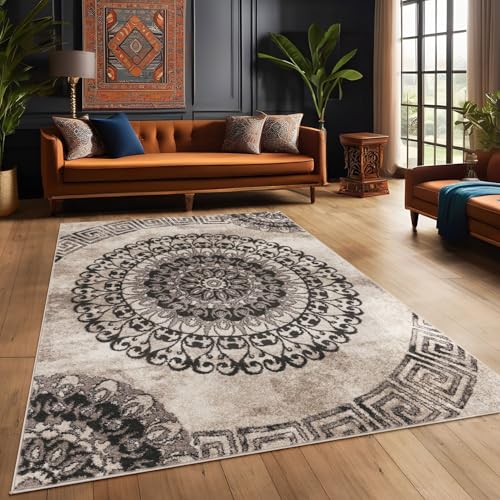 Teppiche Palermo Klassisches Design Wohnzimmer Teppich Braun Beige Meliert, Größe:80x300 cm von T&T Design