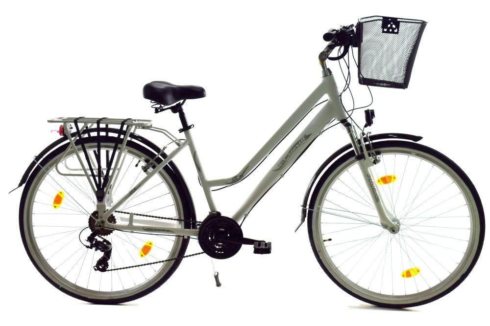 T&Y Trade Cityrad 28 Zoll Alu Damen Herren City Trekking Fahrrad Rad Bike STVO AFA Weiß, 21 Gang Shimano, Kettenschaltung, Alu, Federgabel, 21 Gang, Licht, Korb von T&Y Trade