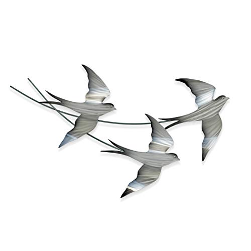 T.I. Design Wanddekoration, Motiv: Schwalben im Flug, moderne Metall-Vögel von T.I. Design