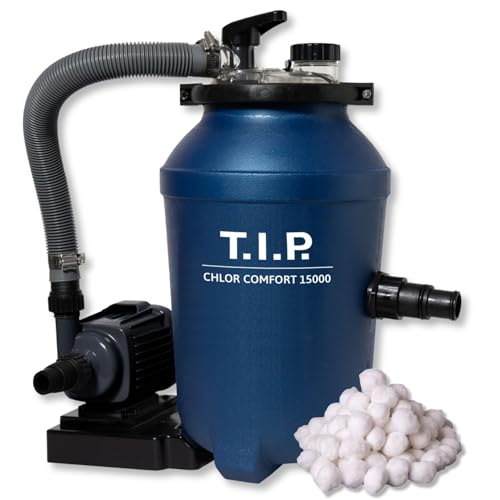 T.I.P. 2in1 Pool Filter Set - Chlordosierer (inkl. Filterballs, 15 m³ Beckengröße, integrierter Chlordosierer, 4.000 l/h Fördermenge, 5 m Förderhöhe, Großer Filterbehälter) ChlorComfort 15000, 30302 von T.I.P.