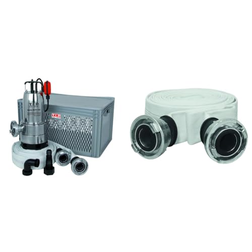 T.I.P. Anti Flut Kit (20.000l/h Fördermenge, 1mm Flachabsaugend & Bau- und Industriegewebeschlauch - Feuerwehrschlauch 15 m von T.I.P.