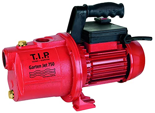 T.I.P. Gartenpumpe Guss (2.800 l/h Fördermenge, 42 m Förderhöhe, 4,2 bar Druck, 600 W, selbstansaugend, laufruhig, Jet-Hydrauliksystem, ergonomischer Handgriff, robust) Garten-Jet 750, 31175 von T.I.P.