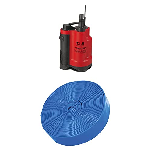 T.I.P. I-Compac 13000 Schmutzwasser Drainage-Tauchpumpe + T.I.P. Entwässerungsschlauch / Flachschlauch blau von T.I.P.
