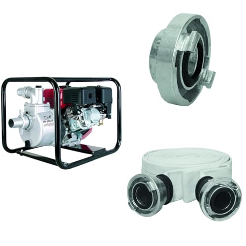 T.I.P. LTP 500/30 V Benzinmotorbetriebene Wasserpumpe + T.I.P. C 52-Storz-Kupplung 2 Zoll IG (57,29 mm) + T.I.P. Bau- und Industriegewebeschlauch mit 2″ C 52-Storz-Kupplungen von T.I.P.