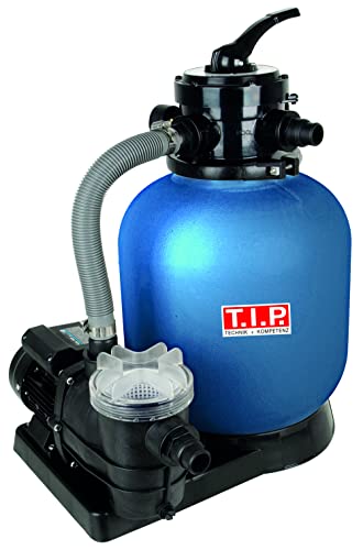 T.I.P. Sandfilteranlage - Pool Filter Set mit Vorfilter (40 m³ Beckengröße, 13.200l/h Fördermenge, 12m Förderhöhe, 4-Wege-Ventil, Großer Filterbehälter: 25Kg Sand / 700g Fillterballs) SPF 370 F, 30309 von T.I.P.