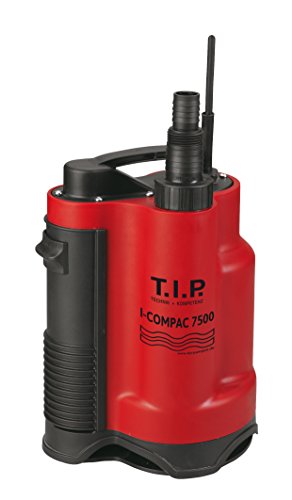 T.I.P. Schmutzwasser Drainage Tauchpumpe (Schächte ab 22 x 22 cm, 7.500 l/h Fördermenge, 5 m Förderhöhe, 0,5 bar Druck, 400 W, integrierter Schwimmer, vertikaler Pumpenausgang) I-Compac 7500, 30190 von T.I.P.