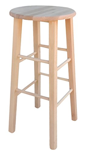 Hocker Stuhl aus Holz mit runder Sitzfläche aus Holz roh zum lackieren mit geraden Füßen neuen bereits montiert Höhe Boden der Sitzung cm 68 von okAffareFatto di Zimbardi Costanza