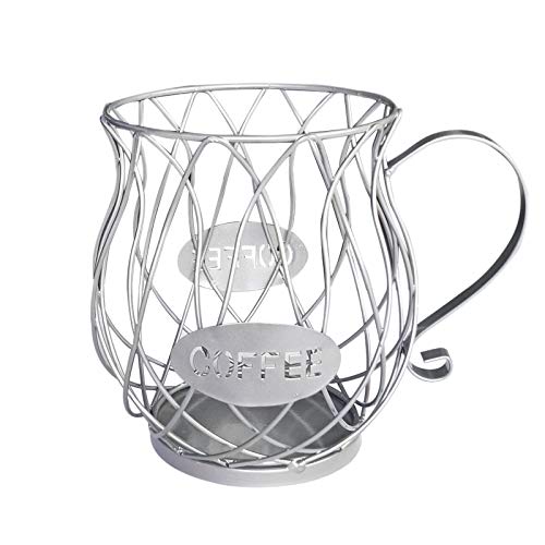 Kaffee-Aufbewahrungskorb, Kaffee Kapselhalter Kaffeepad-Kapselhalter Kaffee Pod Halter Kaffee Kapsel Kaffeepad-Rack-Becher-förmige Küchenorganisation mit großer Kapazität (Silber) von T-