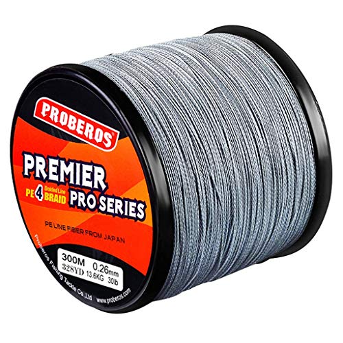 T- Geflochtene Schnüre Geflochtene Angelschnur, 300M Schnur Fishing Line Meeresschnur Braided Schnüre Geflechtschnur,zusätzliche Empfindlichkeit, 4 Strands Abriebfestigkeit (Grau) von T-