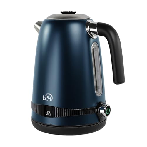 T24 Edelstahl Wasserkocher 1,7 L mit 7 einstellbaren Temperatureinstufen 2200W LCD Display | Kalk-Filter| Wasserkocher mit Temperatureinstellung, Wasserkocher mit Schnellkochfunktion (Space Petrol) von T24