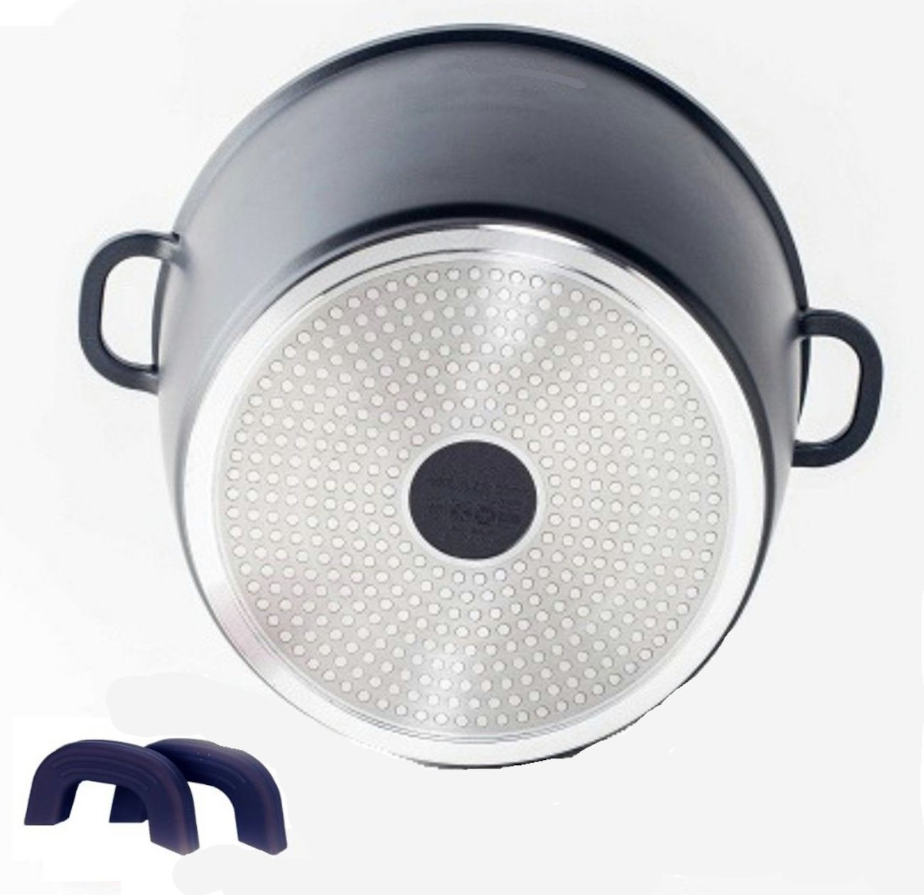 T24 Kochtopf Tiefer Kochtopf mit Glasdeckel Ø28 cm,Aluminium/Glas 2-teilig, Aluminumguss (6tlg. Topf-Set inkl. Handschuh, 6-tlg) von T24