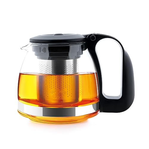 T24 Teekanne aus Glas mit Siebaufsatz Hitzebeständig herausnehmbaren Edelstahl Filter Sieb, Glasteekanne mit Teesieb & Überhitzungsschutz, Ideal zur Zubereitung von Losen Tees, Teapot (700 ml) von T24