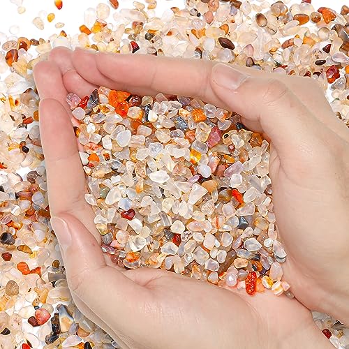 T4U Kieselsteine gartenAquarium Kies für Aquarium Blumentopf Deko Sand Steine,1LB Unregelmäßig Geformte Kieselsteine Garten kleine Natur Kristall Achat Kies für Sukkulenten Kaktus Terrarium DIY, 450g von T4U