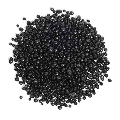 T4U Trommelsteine Aquarium Kies Schwarz 2 LB, Unregelmäßig Geformte Natürliche Felskiesel, Selbstgemachte Polierte Steine für Pflanzen, Kies für Bonsai Erde, Dekosteine für Vasen, Aquarium steine DIY von T4U