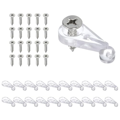 TA-VIGOR 36 Sets Glashalter-Clips-Set mit Schrauben, 25 mm Kunststoff-Schranktürverkleidungs-Clips, transparente Spiegel-Clips und Halter-Clips zur Befestigung von 4 mm Glasfenstern von TA-VIGOR