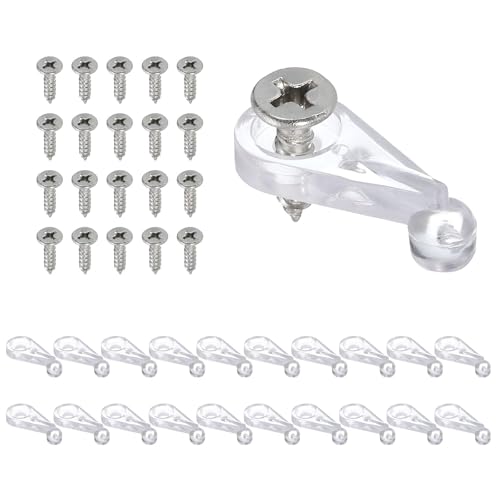 TA-VIGOR 36 Sets Glashalter-Clips-Set mit Schrauben, 25 mm Kunststoff-Schranktürverkleidungs-Clips, weiße Spiegel-Clips und Halter-Clips zur Befestigung von 4 mm Glasfenstern von TA-VIGOR