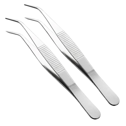 TA-VIGOR Edelstahl-Pinzette mit gebogener spitzer gezackter Spitze, Universal-Mehrzweck-Pinzette, ideal zum Kochen, Grillen, Backen, Nähen, Basteln, 2 Stück TA-VIGOR Edelstahl-Pinzette mit gebogener spitzer gezackter Spitze, Universal-Mehrzweck-Pinzette, ideal zum Kochen, Grillen, Backen, Nähen, Basteln, 2 Stück von TA-VIGOR